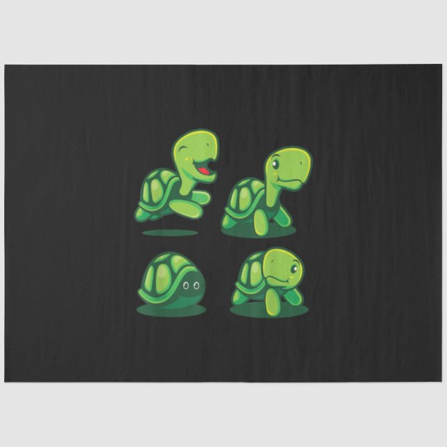 Cute Adorable Green Turtle Funny Turtle Tortoise Tissue Paper (Front)