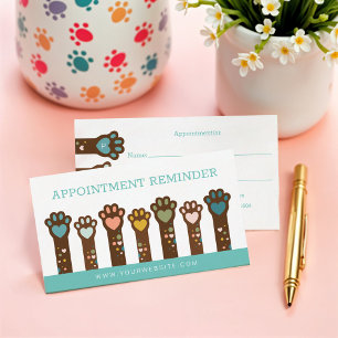 Cute Adorable Heart Shape Animal Pet Paws Appointment Card