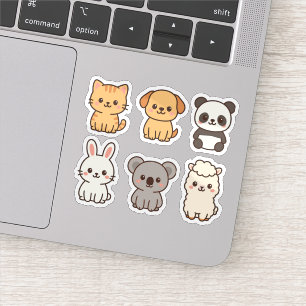 Cute adorable kawaii animals sticker set