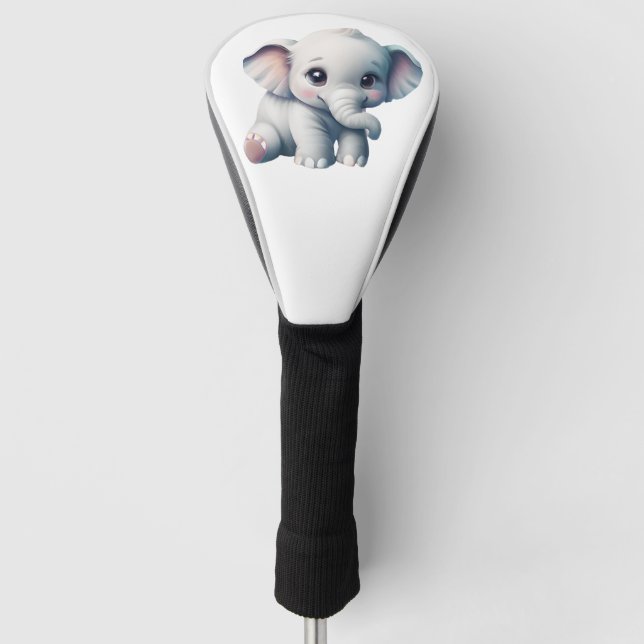 Cute Adorable Kawaii Baby Elephant  Golf Head Cover (Front)
