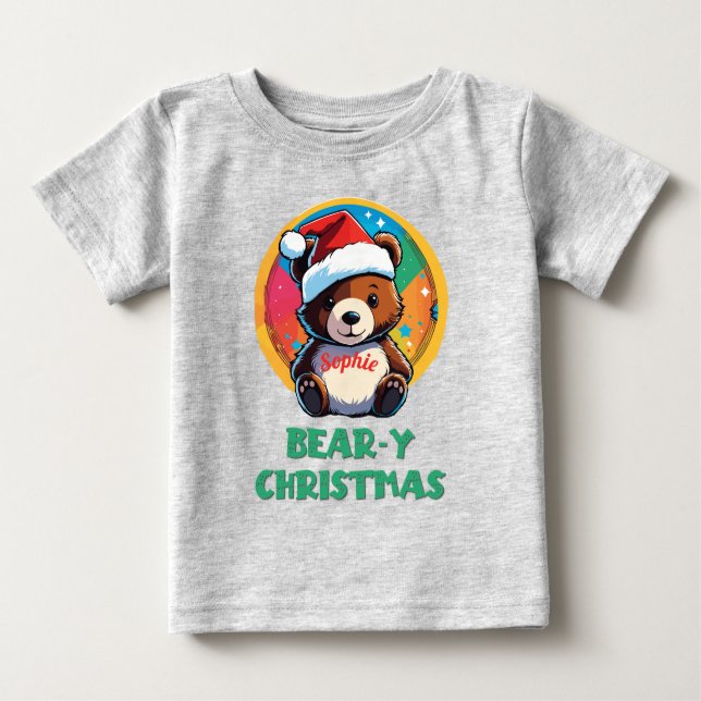 Cute Adorable Kawaii Chibi Bear-y Christmas Bear Baby T-Shirt (Front)