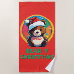 Cute Adorable Kawaii Chibi Bear-y Christmas Bear Beach Towel<br><div class="desc">Can you handle the adorable overload of this Christmas bear? 😍 It's almost too cute to handle! 🐻🎄Whether you're looking for the perfect holiday decoration or just need a dose of cuteness in your life, this bear is sure to brighten up your day. Who else is obsessed with kawaii designs...</div>