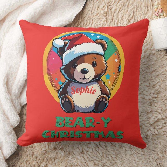 Cute Adorable Kawaii Chibi Bear-y Christmas Bear Cushion (Blanket)