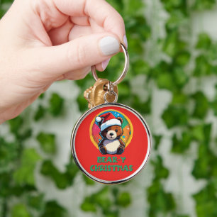Cute Adorable Kawaii Chibi Bear-y Christmas Bear Key Ring