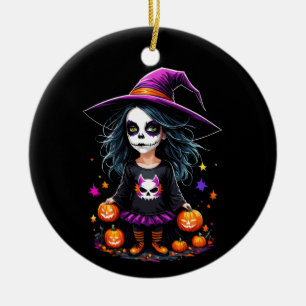 Cute Adorable Kawaii Halloween Witch Ceramic Tree Decoration