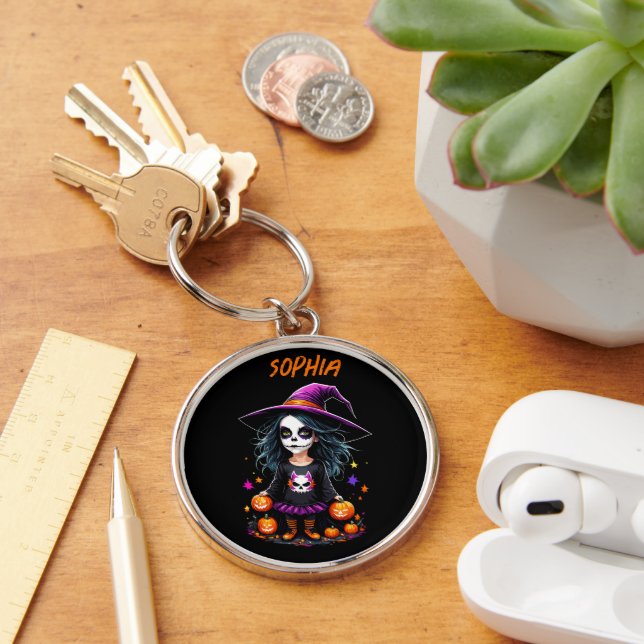 Cute Adorable Kawaii Halloween Witch Key Ring (Desk)