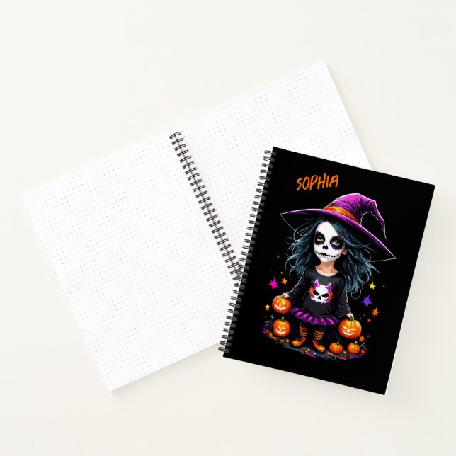Cute Adorable Kawaii Halloween Witch Notebook (Inside)