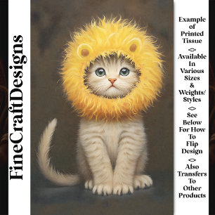 Cute Adorable Kitten + Lion Mane AK5 Decoupage Tissue Paper