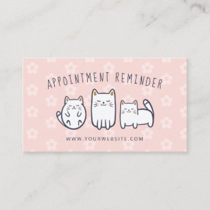 Cute Adorable Kitty Cat Appointment Reminder Pink Card