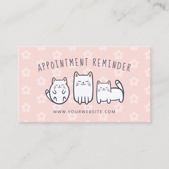 Cute Adorable Kitty Cat Appointment Reminder Pink Card (Front)