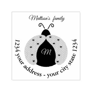 Cute adorable ladybug monogram self-inking stamp