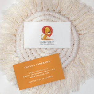 Cute Adorable Lion Baby sitter child care Business Card