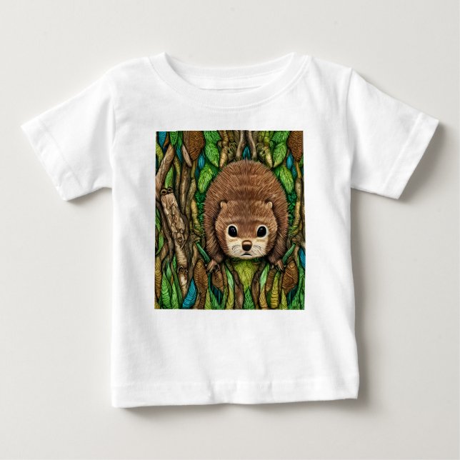 Cute Adorable Little Baby Beaver Baby T-Shirt (Front)