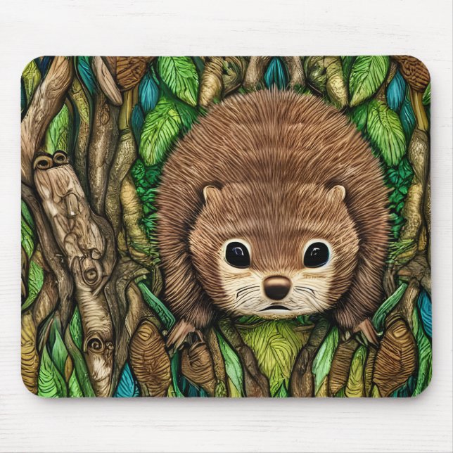 Cute Adorable Little Baby Beaver Mouse Pad (Front)