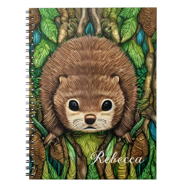 Cute Adorable Little Baby Beaver Notebook (Front)