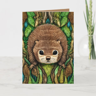 Cute Adorable Little Baby Beaver Thank You Card