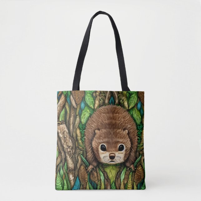 Cute Adorable Little Baby Beaver Tote Bag (Front)