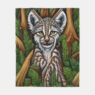 Cute Adorable Little Lynx Kitten Fleece Blanket