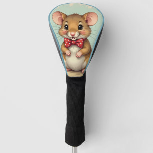 Cute adorable little mouse with tie golf head cover