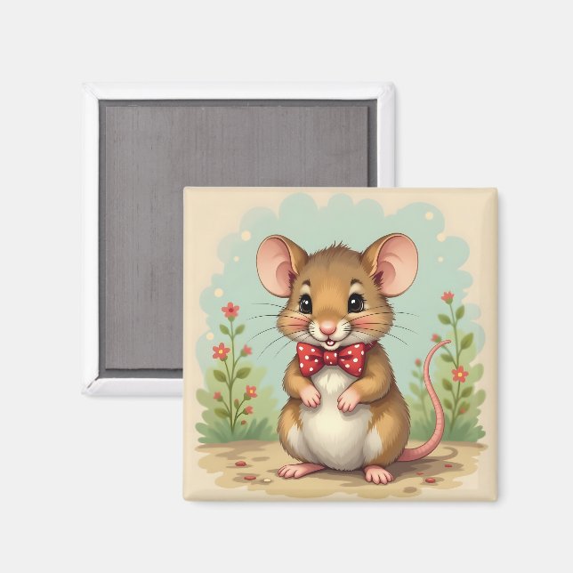 Cute adorable little mouse with tie magnet (Front/Back)