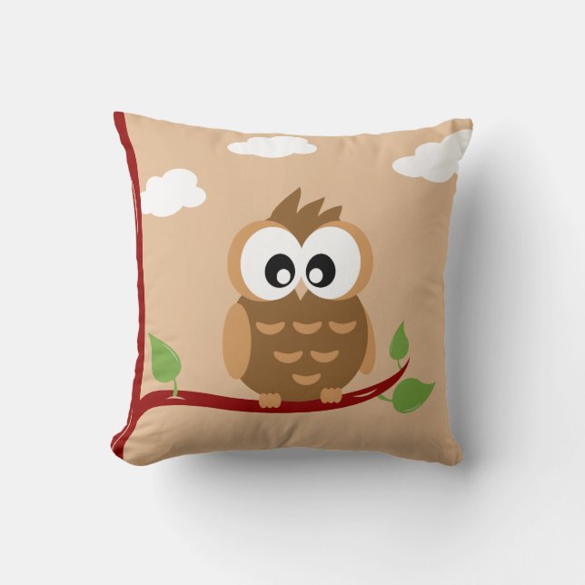 Cute Adorable Little Owl Bird Cushion (Front)