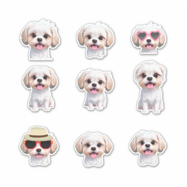 Cute Adorable Maltese Puppy Stickers (Front)