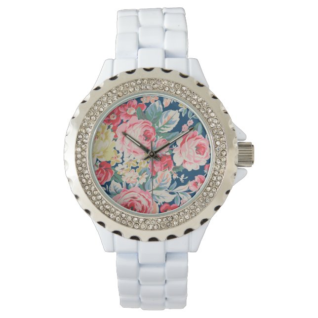 Cute Adorable Modern Blooming Flowers Watch (Front)