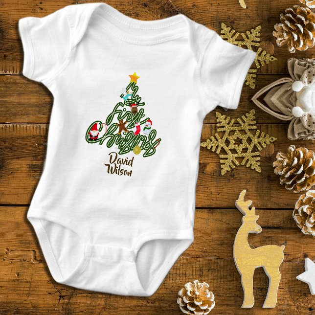 Cute Adorable My First Christmas Tree Baby Baby Bodysuit (Creator Uploaded)