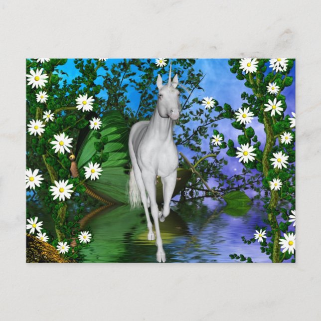 Cute Adorable Mystical Unicorn Postcard (Front)