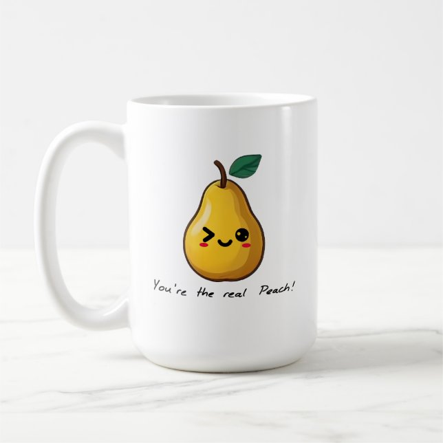 Cute Adorable Peach Fruit Mug (Left)