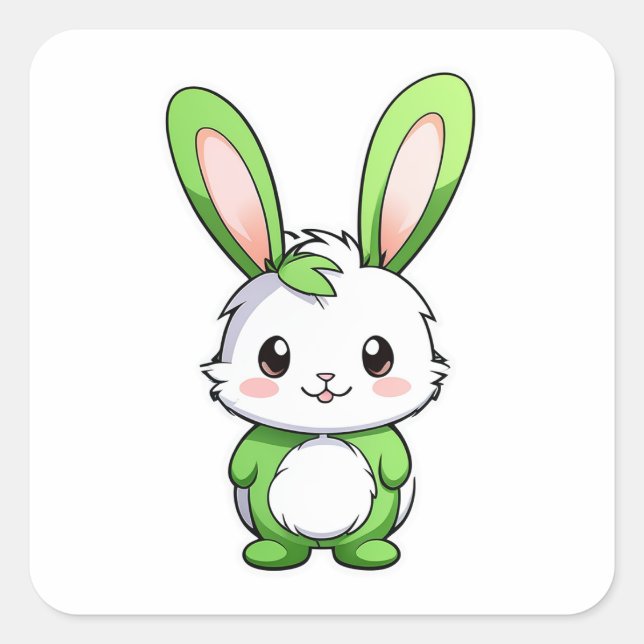 Cute Adorable rabbit animal Square Sticker (Front)