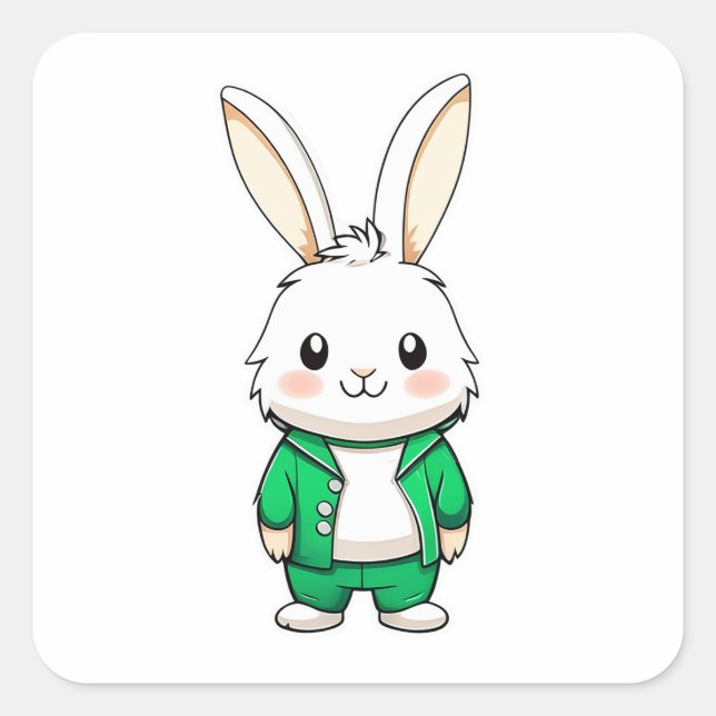 Cute Adorable rabbit animal Square Sticker (Front)