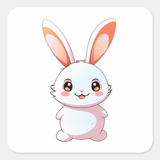 Cute Adorable rabbit animal Square Sticker (Front)
