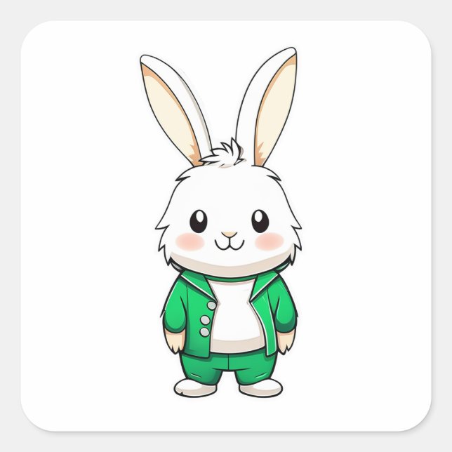 Cute Adorable rabbit animal Square Sticker (Front)