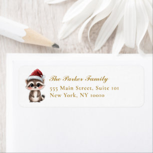 Cute, Adorable, Racoon With Santa Hat