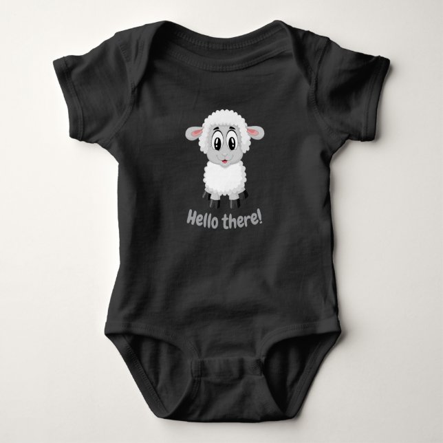 Cute Adorable Sheep and Chick Graphic Baby Bodysuit (Front)