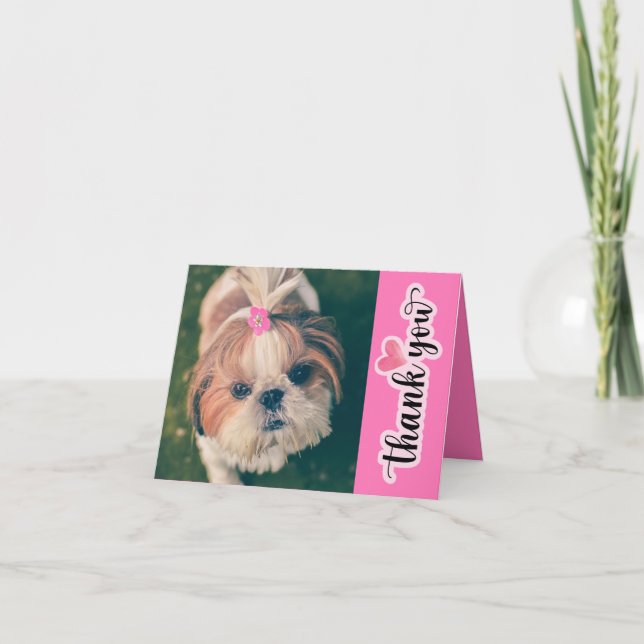 Cute Adorable Shih Tzu Pet Caregiver Thank You Card (Front)