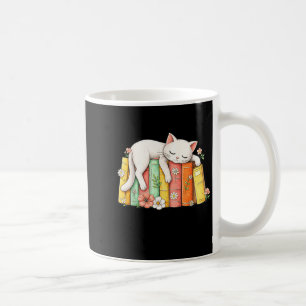 Cute adorable sleeping cat and books cosy readers coffee mug