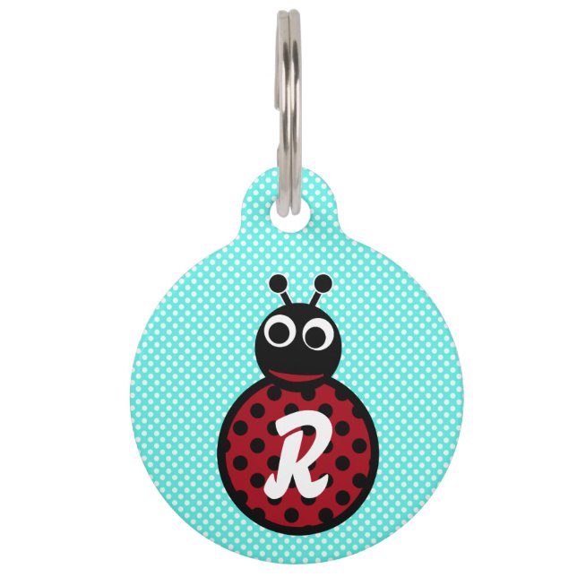 Cute Adorable Sweet Lady Bug Monogram Pet Tag (Back)