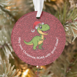 Cute Adorable T-Rex in Santa Hat  Ornament