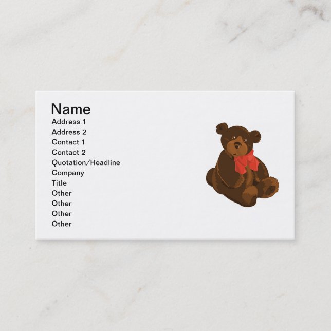 CUTE ADORABLE TEDDY BEAR BUSINESS CARD (Front)