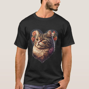 Cute adorable unique Happy Valentine's Day cat hea T-Shirt