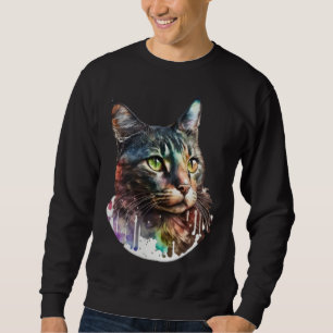 Cute adorable unique original watercolor cat  10 sweatshirt