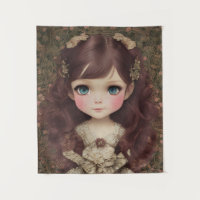 Cute Adorable Vintage Style Chibi Kawaii Girl Art