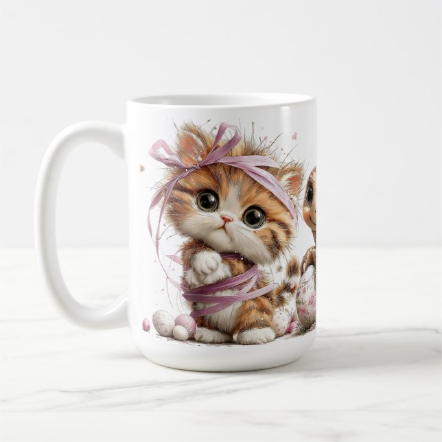 CUTE ADORABLE WHIMSICAL EASTER ANIMALS COFFEE MUG (Left)