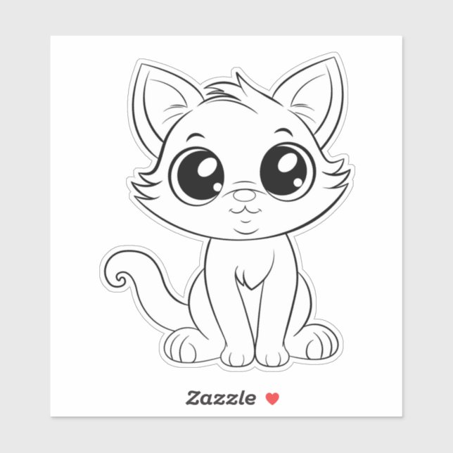 Cute Adorable White Cat Cartoon-30853 (Sheet)