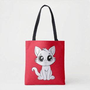 Cute Adorable White Cat Cartoon-30853 Tote Bag