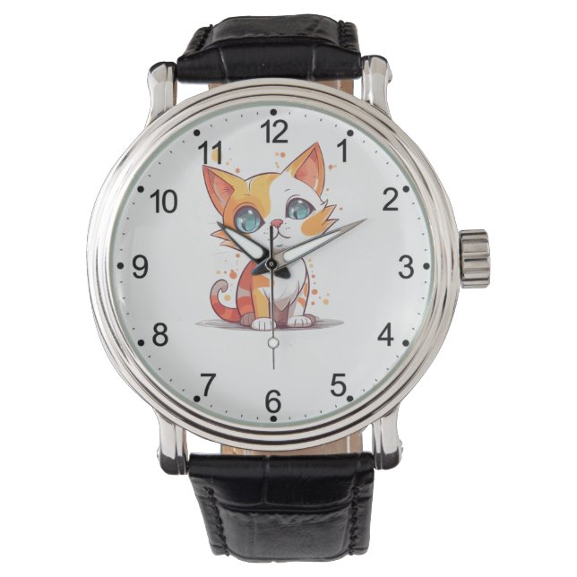Cute Adorable White Cat Watch (Front)