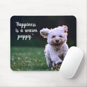 Cute Adorable White Puppy Mouse Pad