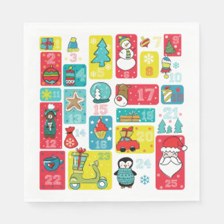 Cute Advent Calendar Cartoon style Napkin